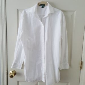 Ralph Lauren white button down dress/sleep shirt M
